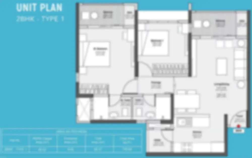 Godrej Whitefield Reimagined apartment 2 BHK Floor Plan by Godrej Properties located at Whitefield, Budigere Cross, OMR, East Bangalore Karnataka